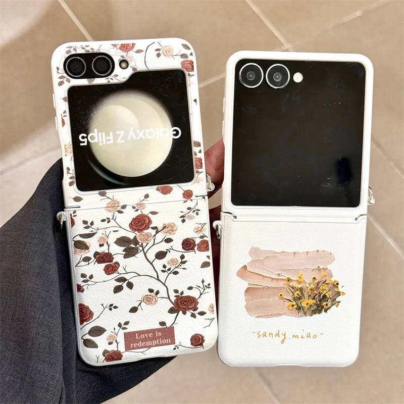 Ins زهرة نمط اللؤلؤ سوار حالة الهاتف لسامسونج غالاكسي Z فليب 7 FE 6 5 4 3 غطاء مقاوم للصدمات #3