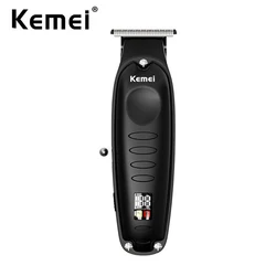 Kemei 0mm Cordless Hair Trimmer Zero Gapped Carving Clipper Display LCD professionale Electric Finish Cutting Machine parrucchiere