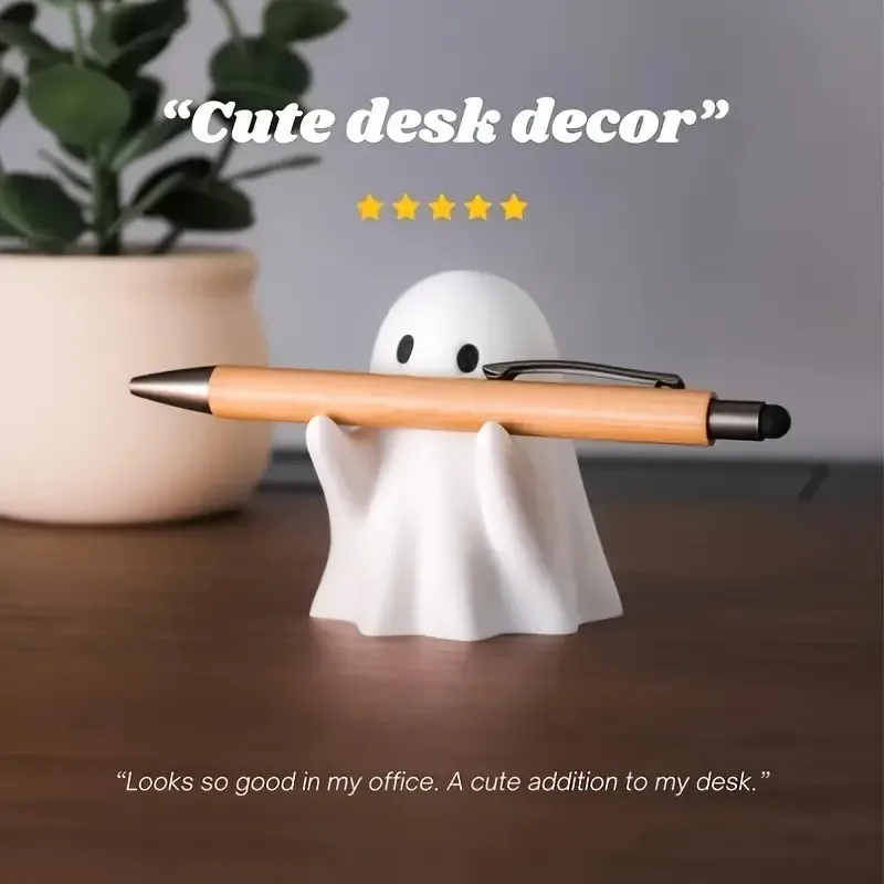 Niedlicher Geister-Stifthalter aus Kunstharz, Schreibtisch-Organizer für Büro und Zuhause, Halloween-Dekoration, kreatives Geschenk, lustiger Schreibwarenständer, Studie