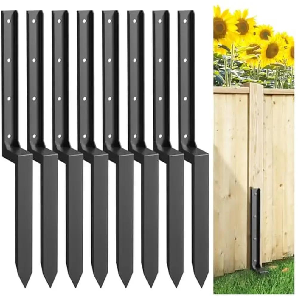 

Heavy Duty Alloy Steel Fence Post Repair Kit Set of 8 Stakes Easy Installation Tilted or Broken Posts Fixing Kit Fixer Security