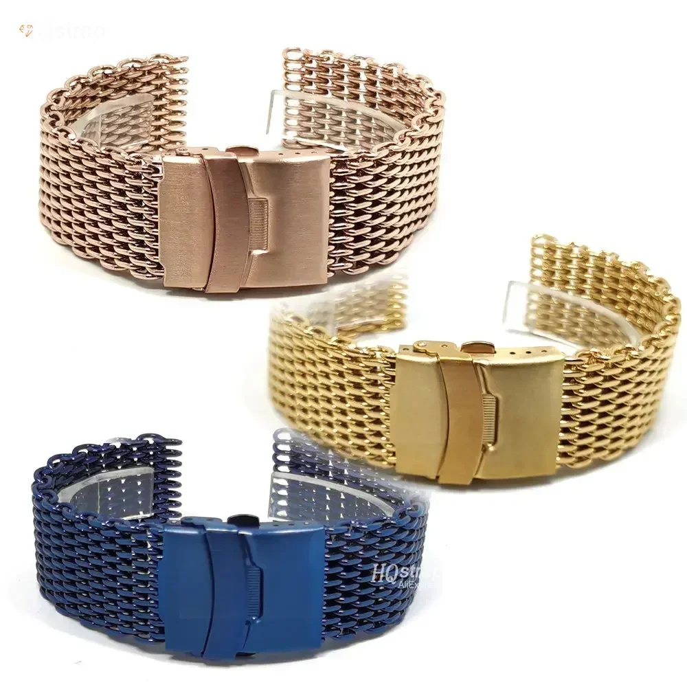 Mesh Stainless Steel Watch Band 18mm 20mm 22mm 24mm Belt for Seiko Smartwatch Replacement Strap for Samsung Band Bracelet Luxury