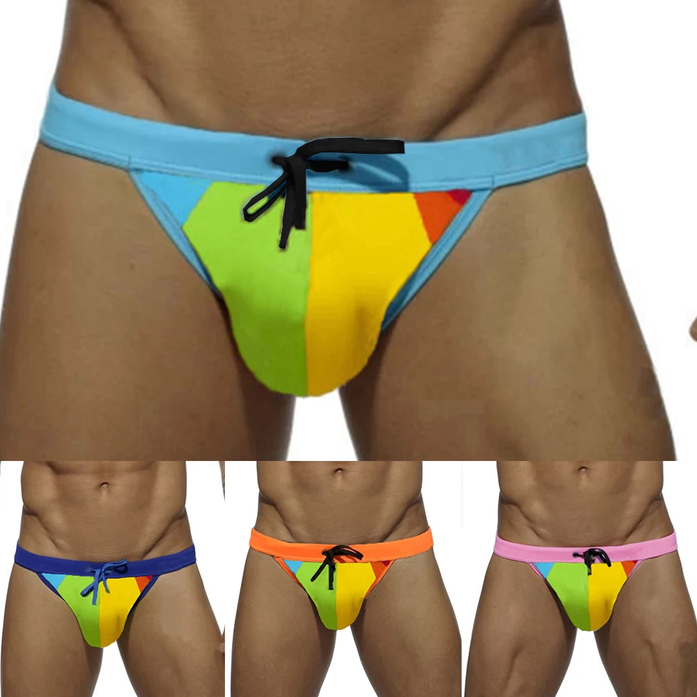 Estate Uomo Sexy Bikini Pantaloni da notte Costumi da bagno Arcobaleno Perizoma da bagno Personalizzato 2023 Slip da uomo Pantaloncini da bagno Tronchi da spiaggia