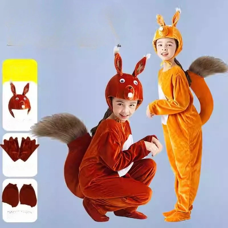 

Children kindergarten cute animal role play squirrel costume stage performance squirrel role play clothing