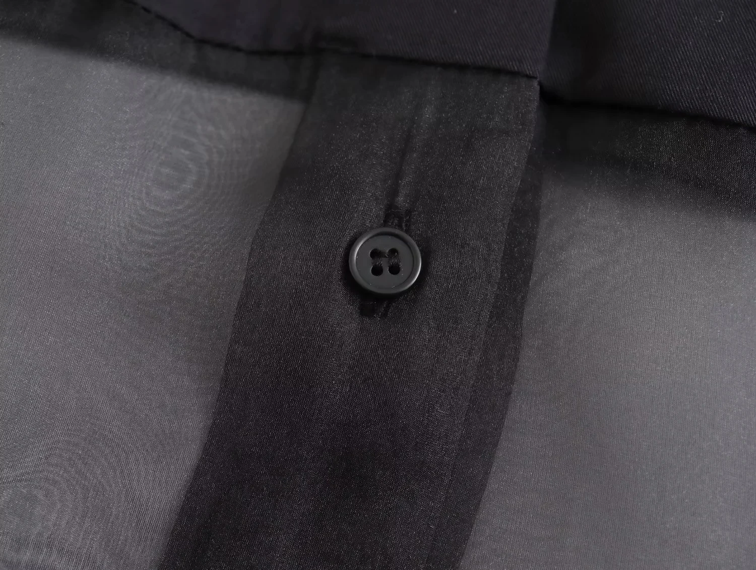 قميص نسائي فضفاض بأسلوب الشارع الخريفي من JNLEAOG، مصنوع من التول الشفاف، بأكمام طويلة وياقة بولو، بسماكة عادية