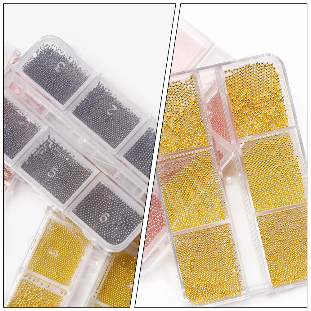 

4 Boxes Small Steel Bead Round Nail Charms Caviar Metal Decorations for Nails Crafts Versatile Beginner Expert Use