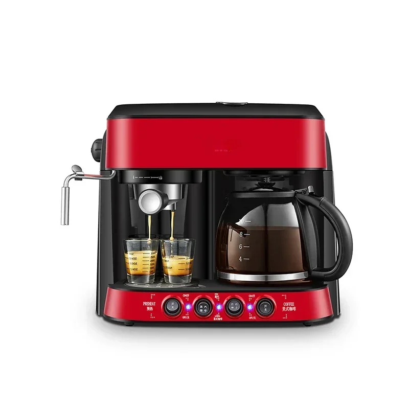 Модернизированная кофеварка для дома, небольшого офиса, коммерческого использования, полуавтоматическая, итальянская, американская, универсальная, двойного назначения, вспенивание молока