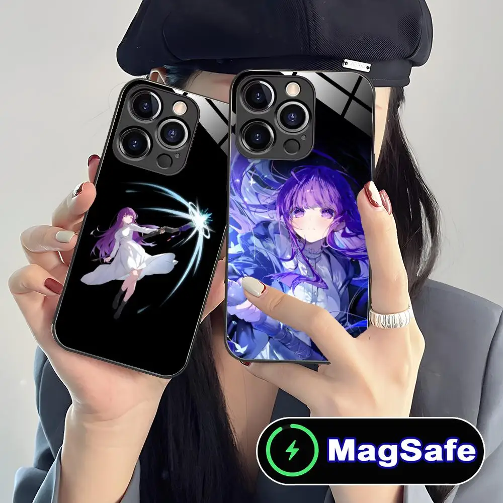 حافظة هاتف Sousou no Frieren Fern لهاتف iPhone 16 15 14 13 12 11 Pro Max Plus Mini MagSafe غطاء حماية بلون زجاجي جميل