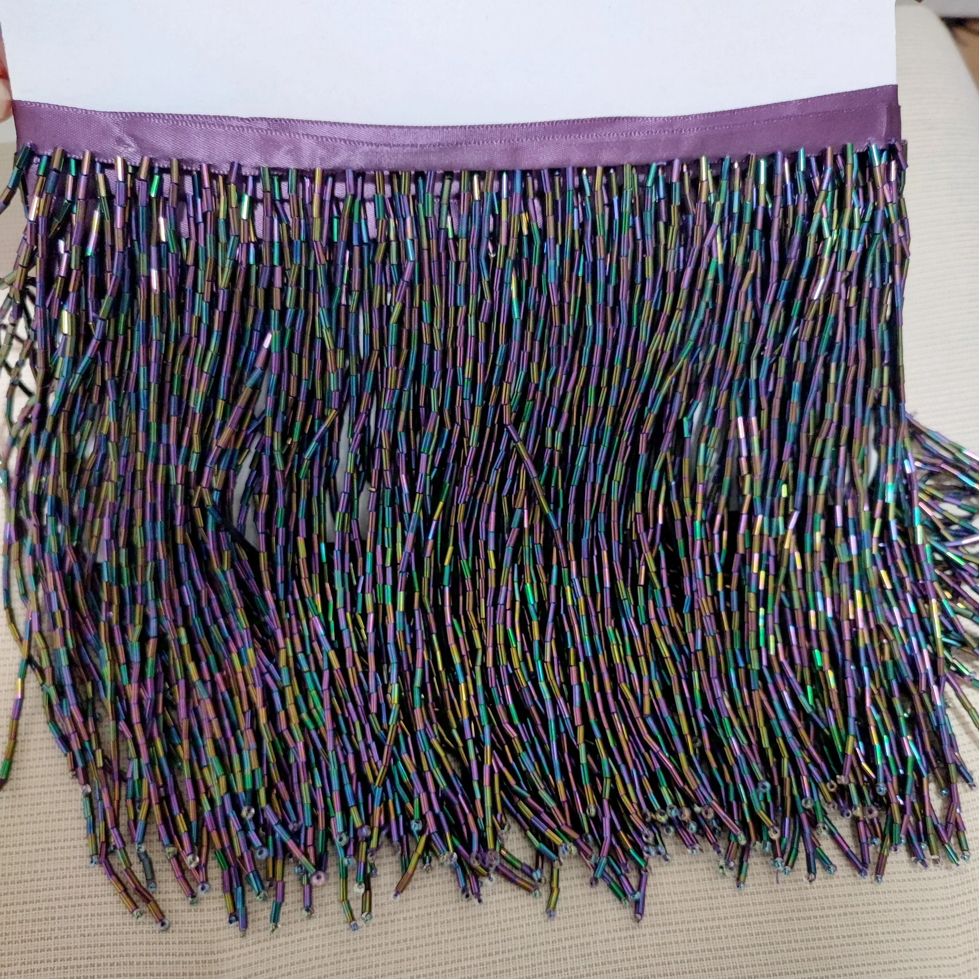 6 inches All Bugle Beads Beaded Fringe, Dancewear, Dress, Costume Beaded Tassle Fringe, Lampshade Bag Fringe, 43 different Color