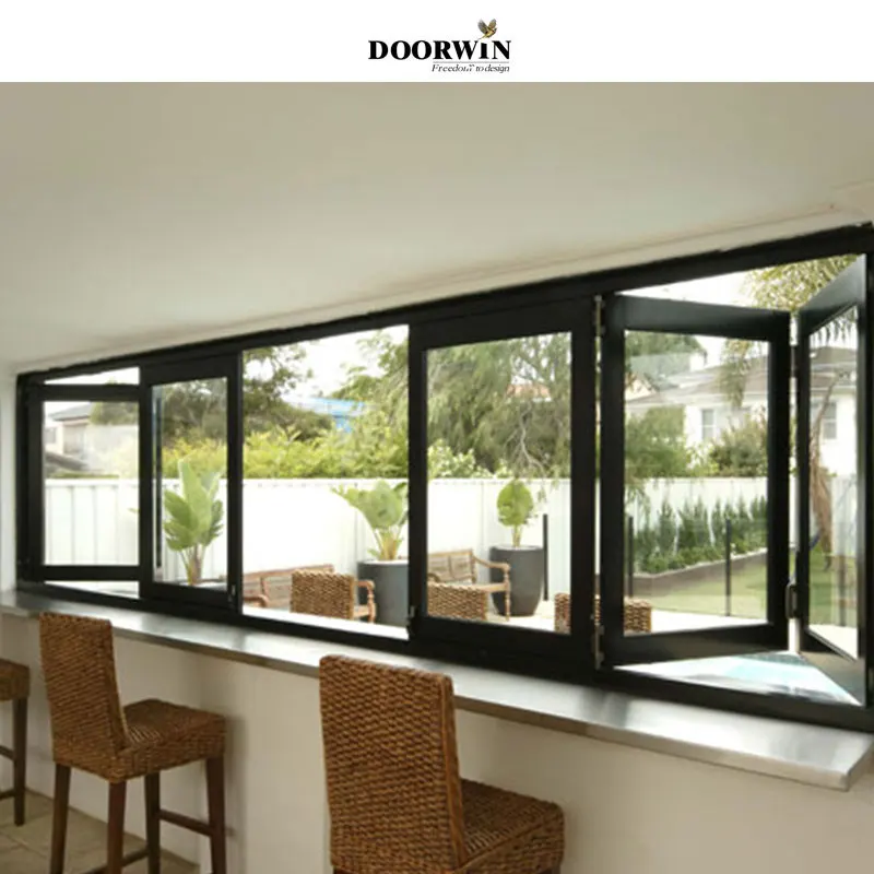 Doorwin-ventana plegable de aluminio, doble acristalamiento, Pofile