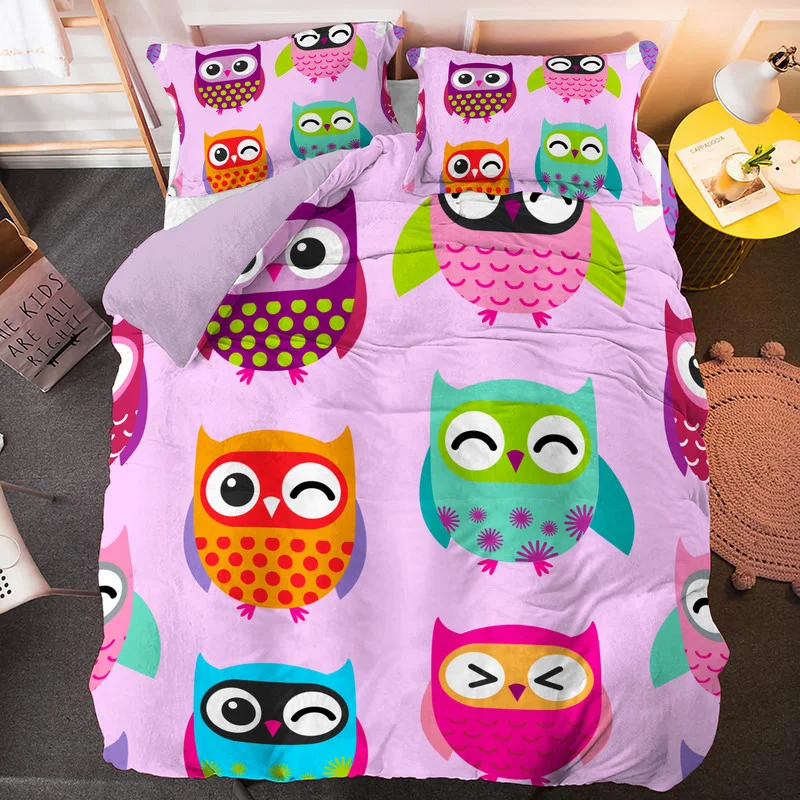 

Bedroom Textile 3D Cartoon Owl Printed Single Double Queen King 2/3pcs Bed Set US/EU/AU/UK Size Microfiber Bedding Set Quilt Duv