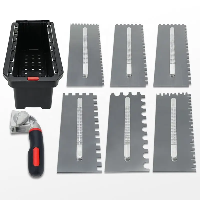 Multi Size Stainless Steel Mud Scraper Trowel Set Rubber Handle Tile Laying Kit Wall Plaster Construction Industrial Hand Tools