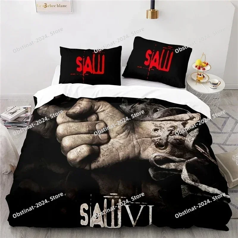 

2025 Horror Movie Saw Bedding Set Printed single Comforter Quilt Bed Cover Duvet Cover Pillow Case 3 Pieces Sets Kids Adult Size