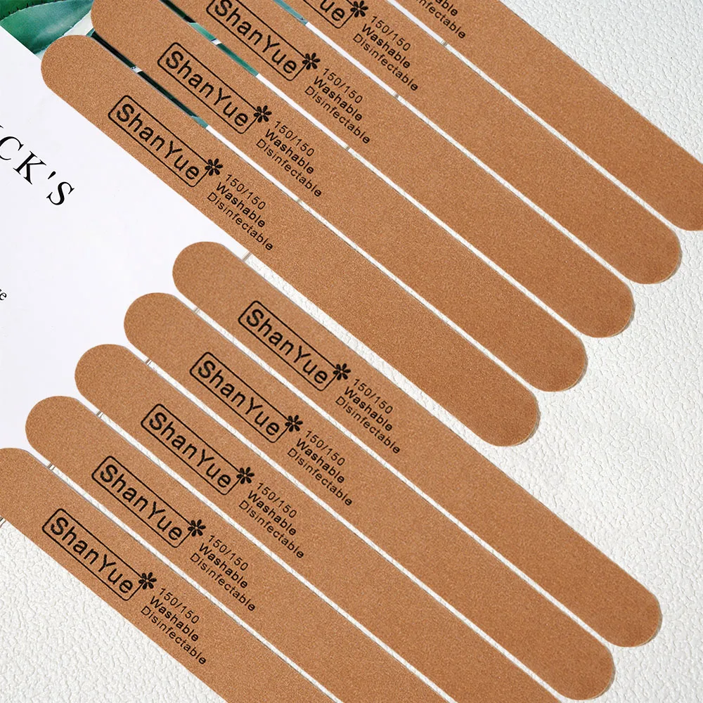 

10pcs Wooden Nail Files Nail Art Sanding Buffer 150/150 Professional Thick Coffee Sandpaper UV Gel Polisher Manicure Tools