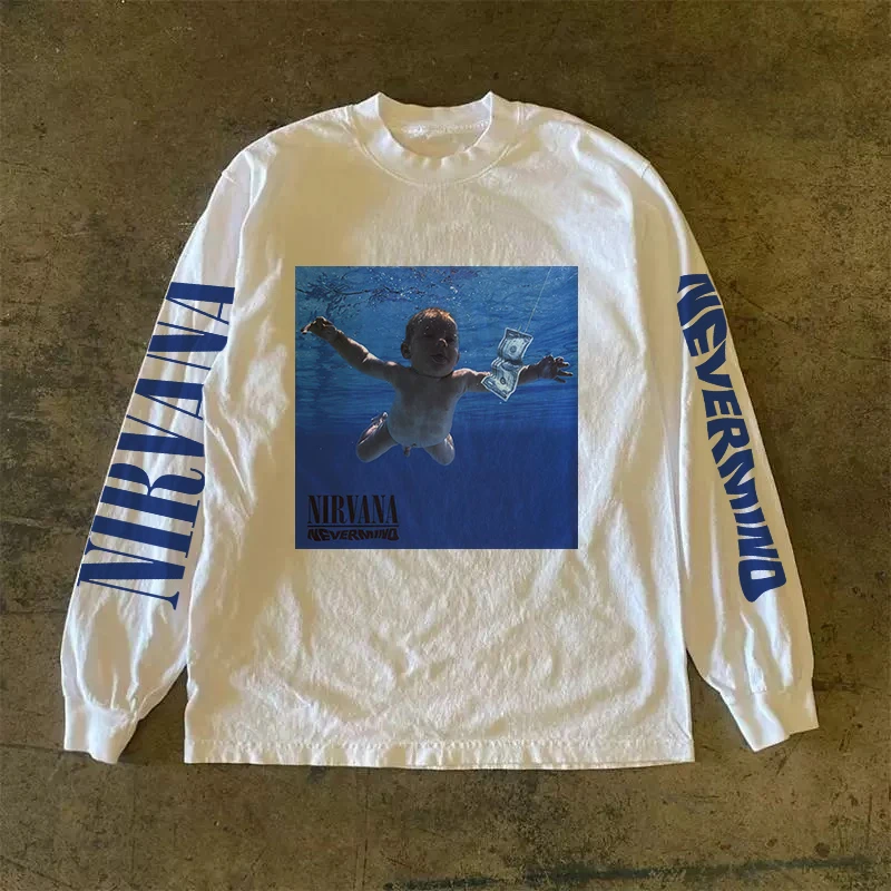 Heavyweight 310g Pure Cotton Long Sleeve American Retro Oversize Street Style T-Shirt Unisex Summer Fashion Casual round Neck