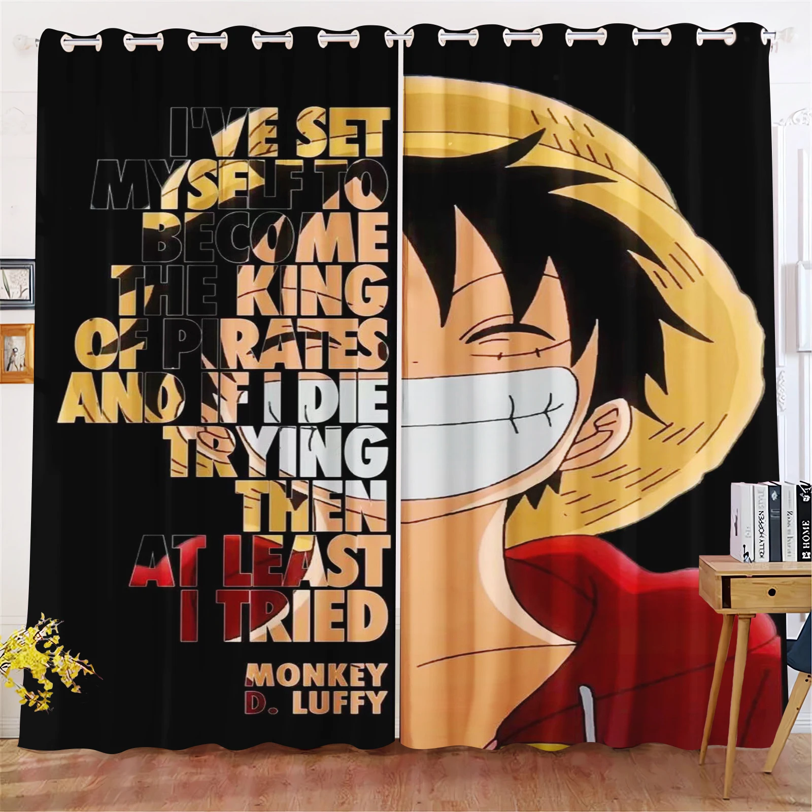 Monkey D Luffy Curtain Cartoon Blackout Polyester One Piece Fashion Suitable Bedroom Kids Home Adult Room Decoration