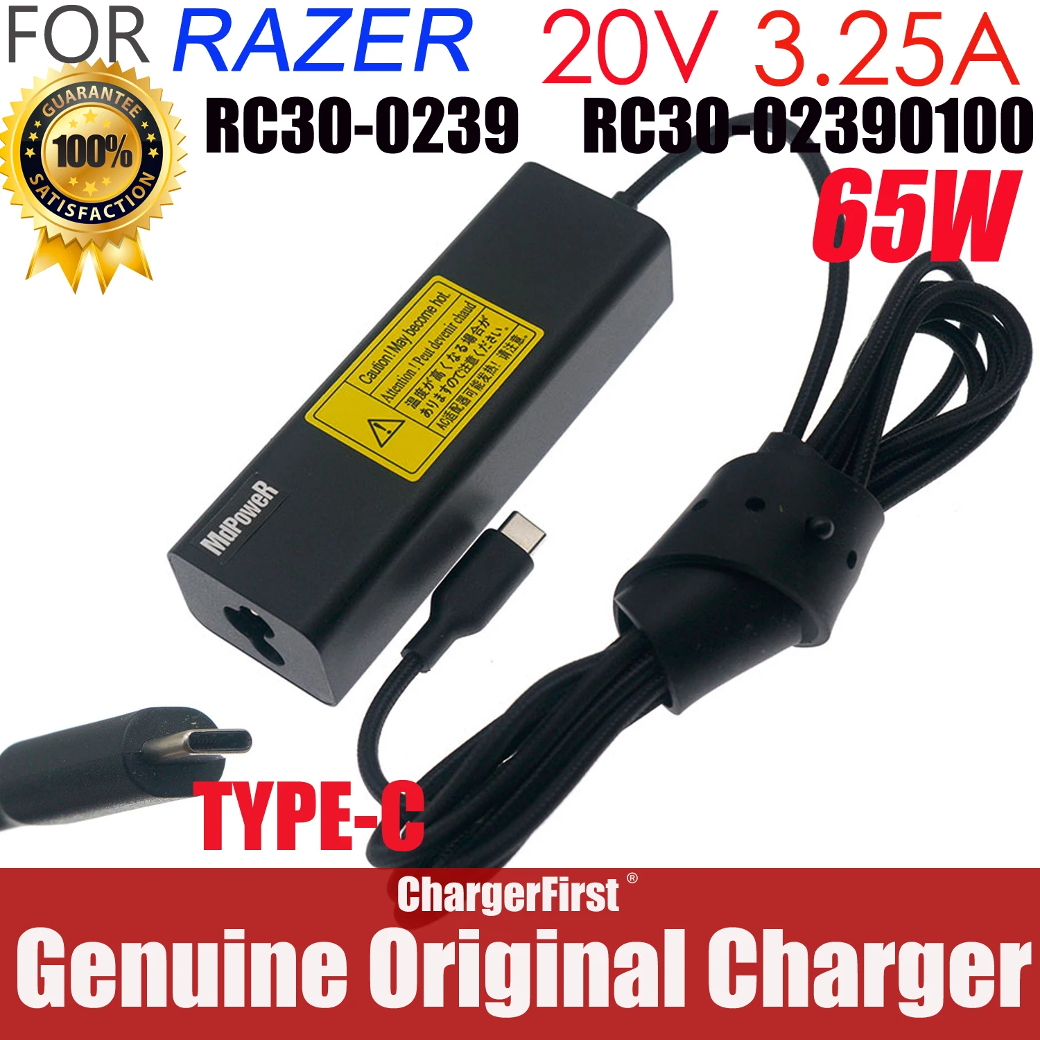 Genuine RC30-0239 RC30-02390100 65W USB-C Type C AC Adapter  For Razer Blade Stealth 12.5 13.3 RZ09-0239 RZ09-0281 Razer Book 13