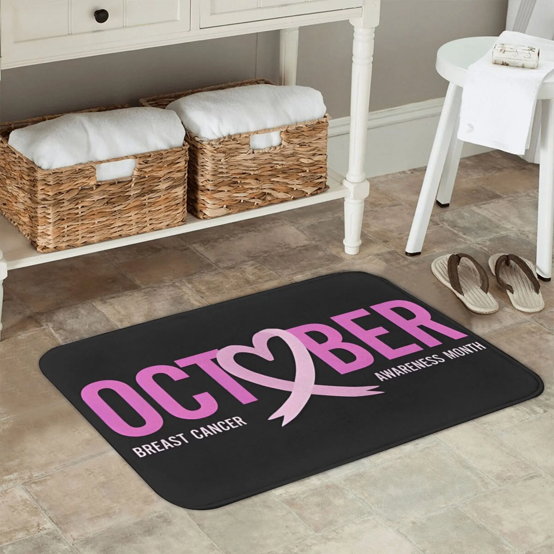 Breast Cancer Awareness October Doormat Mat Rug for Home Entryway Entrance Gift Decor Seasonal Mat Floor Mat