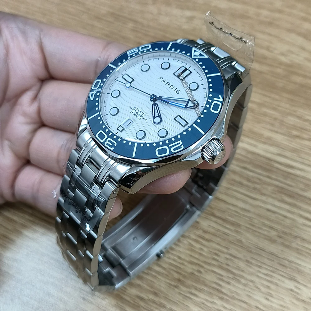 Parnis 42mm quadrante grigio orologio meccanico automatico da uomo Miyota8215 orologi con cassa in acciaio inossidabile massiccio 316L