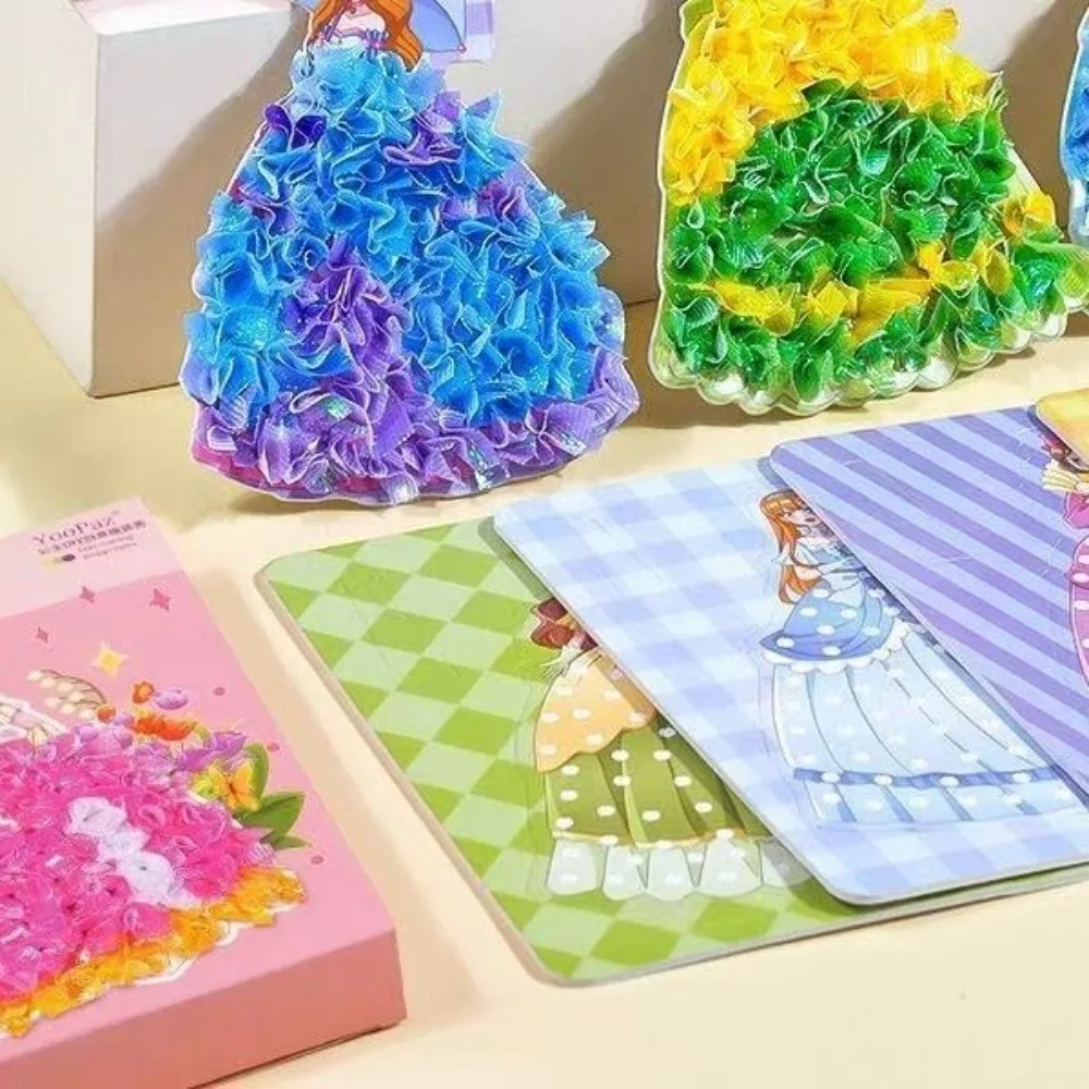 Educational Creative Princess Theme Poke Art Handmade DIY Fabric Art Craze Poke Art Sticky Puzzle Dress Up Sticker Book