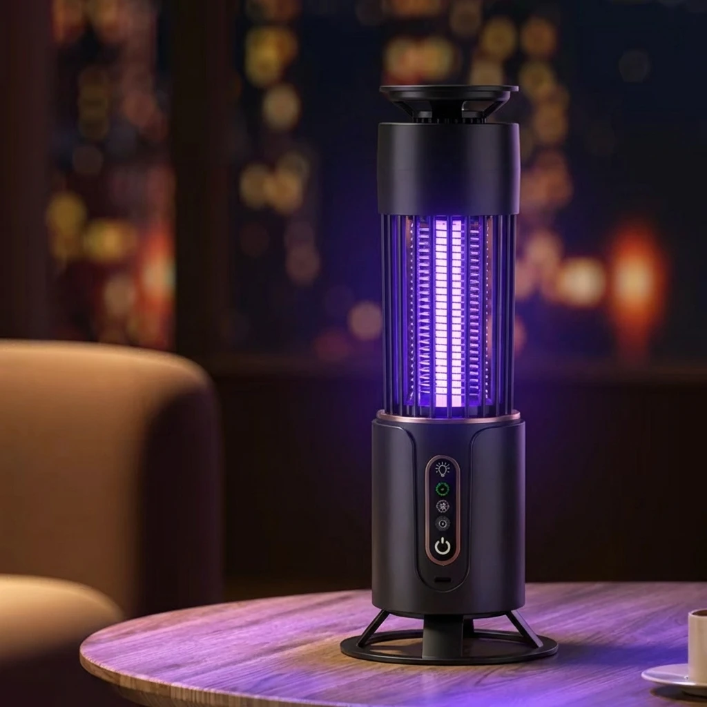 

Перезаряжаемая лампа-уничтожитель комаров 2-в-1 с бесшумным действием, электронным репеллентом и таймером