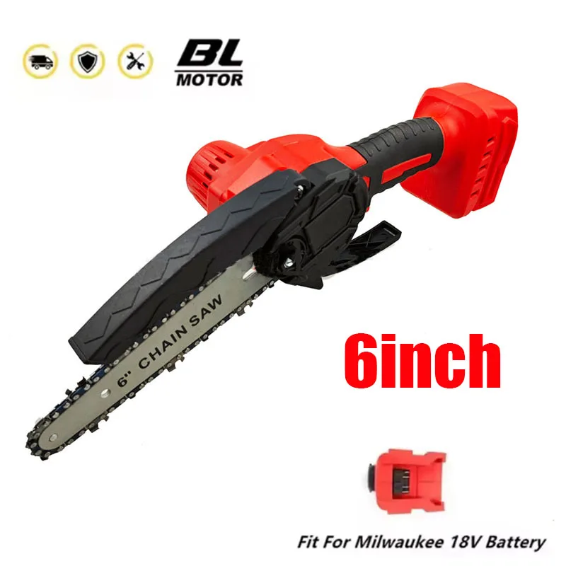 

Fit for Milwaukee 18V Battery Electric Chainsaw 6 Inch Cordless Chain Saw Pruning Cutting Garden WoodworKing Power Tools