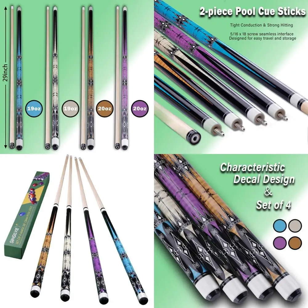 

19 oz Maple 58 Billiard Cue, 13mm Tip, 20 oz, Ideal for Home Bar Pool Play