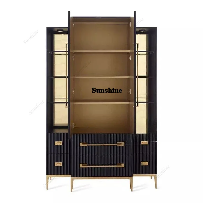 

Американский высококачественный книжный шкаф из массива дерева, европейский неоклассический винный шкаф, декоративный шкаф для гостиной FT