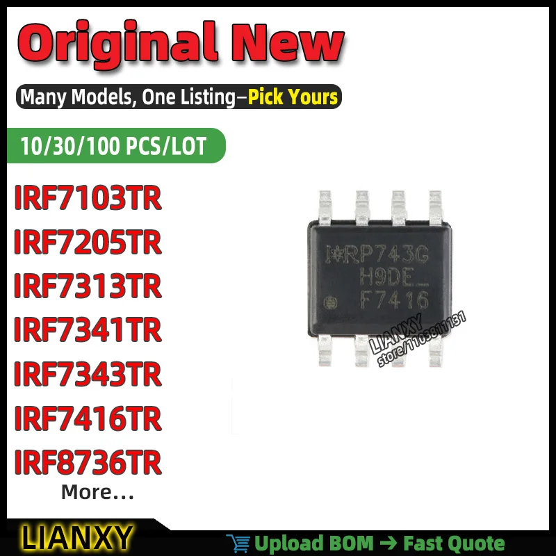 IRF8736TR IRF7416TR IRF7341TR IRF7313TR IRF7103TR IRF7205TR IRF7343TR IRF7413ZTR IRF7309TR IRF7105TR SOP-8 DUAL N-CH MOSFET New