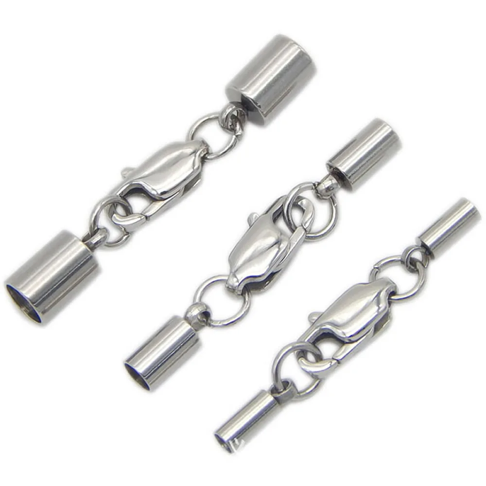 5 Stück Edelstahl-Lederschnüre, Karabinerverschlüsse, Haken, Verbinder, Lederseil, DIY-Handwerk, Schmuckherstellung, passend für 1,5/2/2,5/3/4 mm