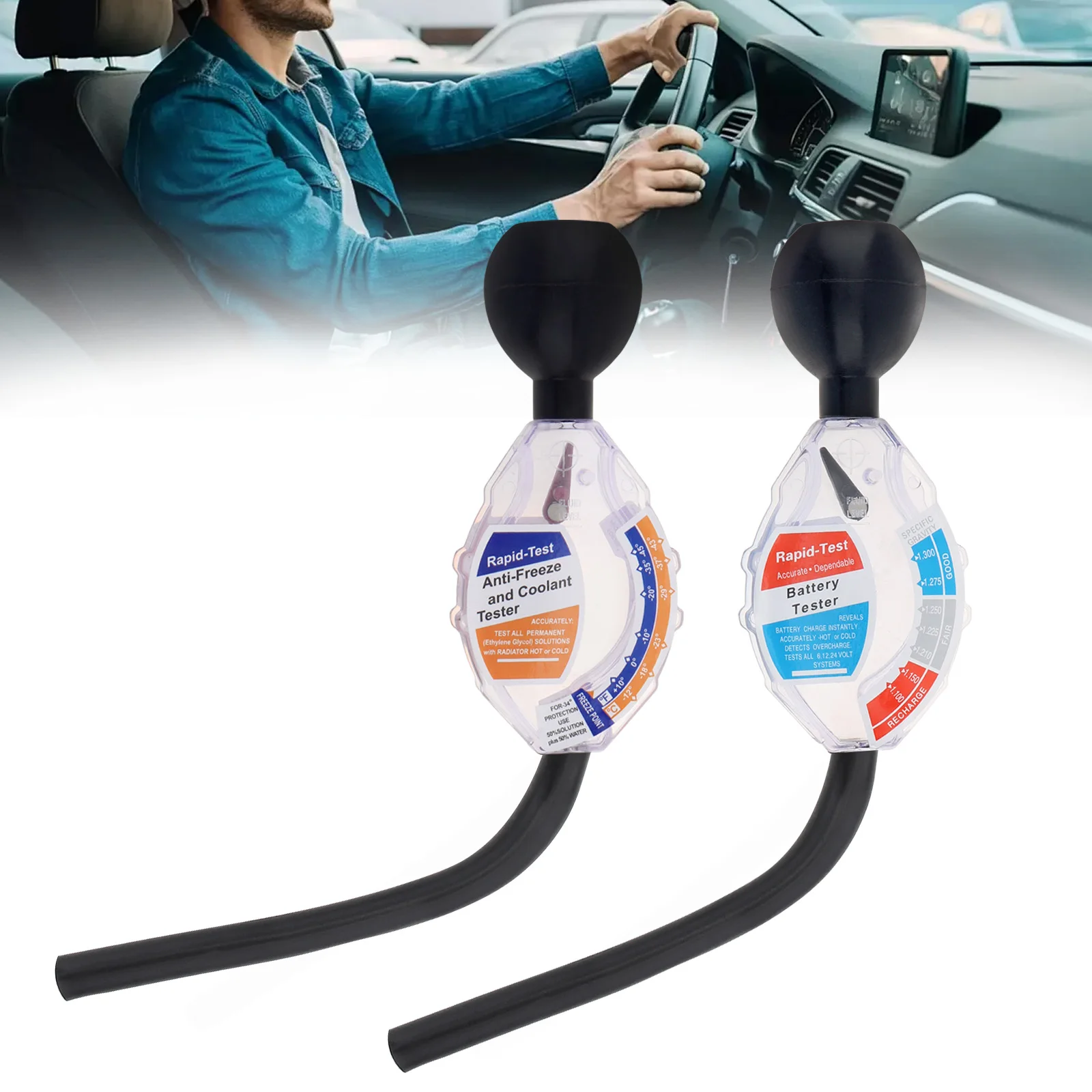 2 pcs 6V / 12V / 24V Deep Cycle Battery Hydrometer Antifreeze Coolant Tester Battery & Coolant Tester Set for Car / Truck / RV