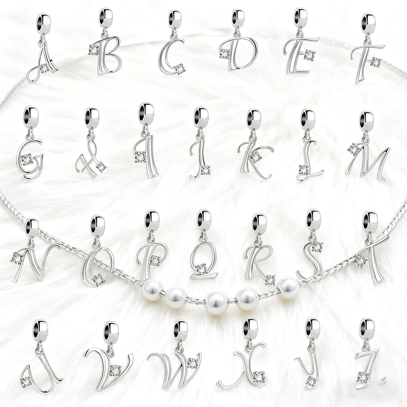 

Лидер продаж, изысканный 925 посеребренный 26-буквенный алфавит A-Z, брелок, подвеска, подходит для оригинального браслета, аксессуары, кулон, ювелирное изделие, подарок