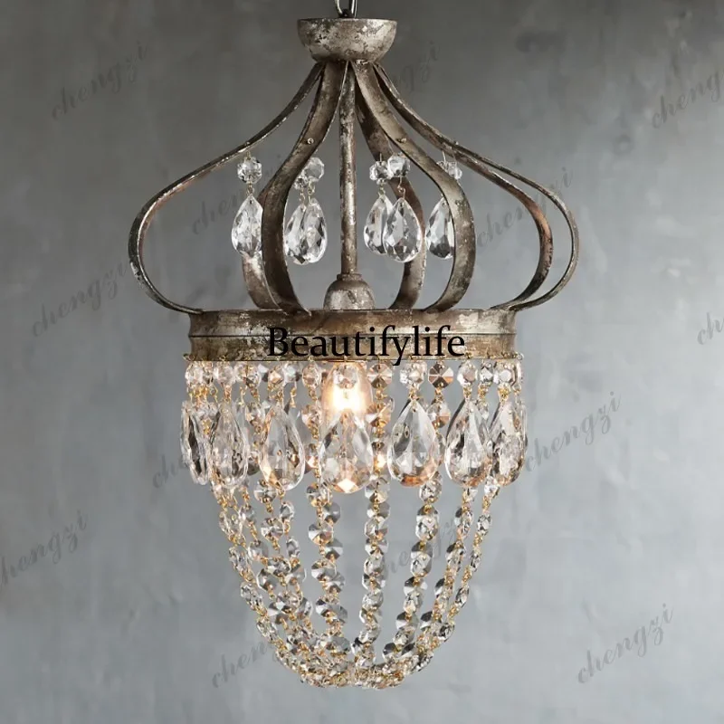 A139 French retro crystal chandelier creative villa living room dining room bedroom lighting