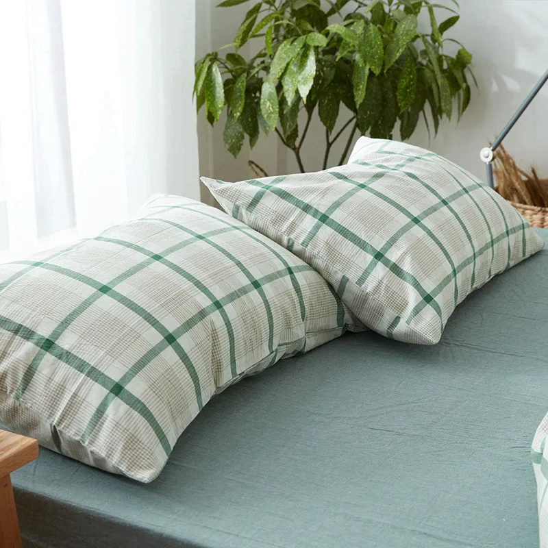 Classic Plaid Pillowcase Washable Cotton Japanese Simple Four-season Pillow Covers Home Decorative Bedding Textile Pillow Case