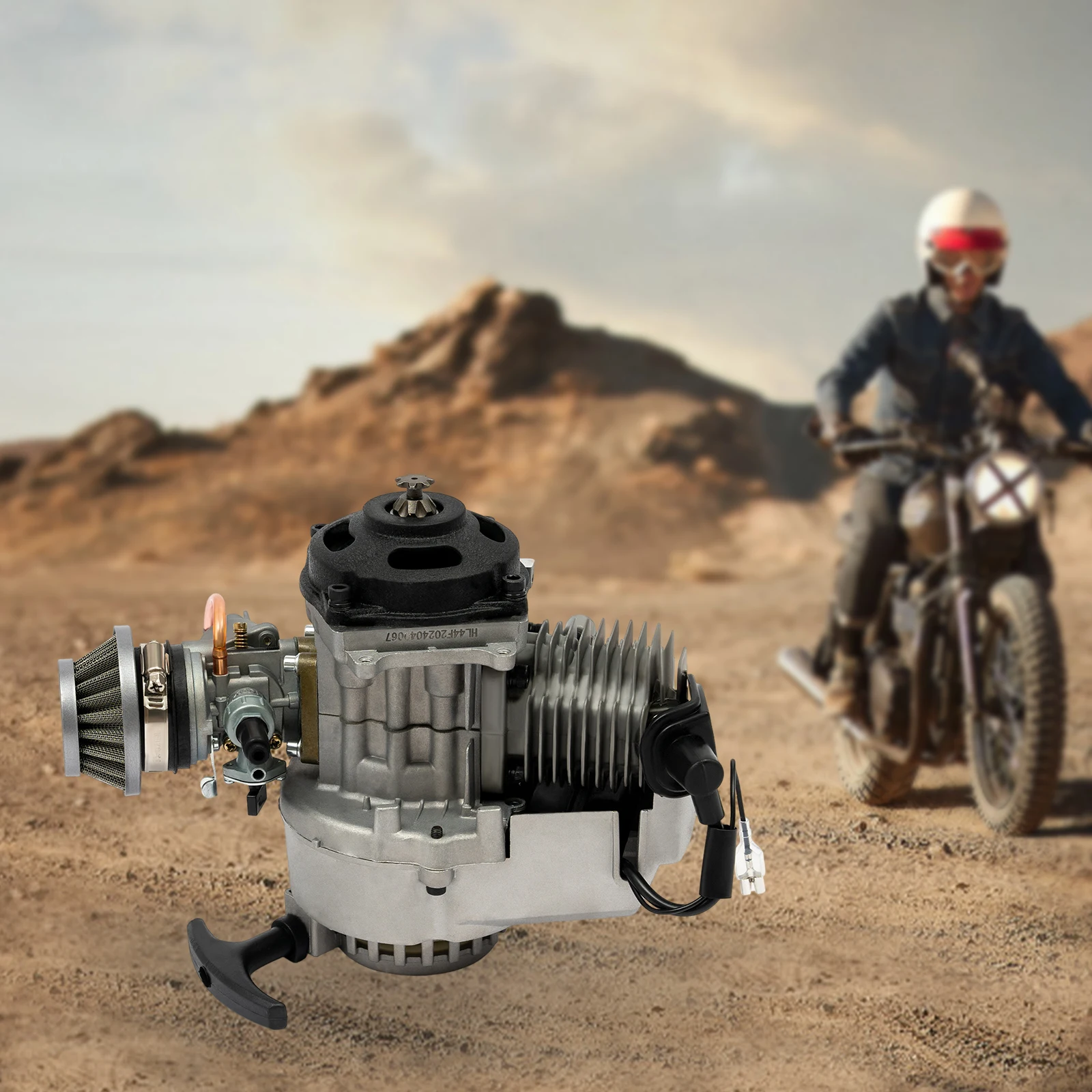 

49CC 2-тактный черный, серебристый двигатель с пусковым двигателем для карманного велосипеда, мини-байк для грязи, квадроцикла, квадроцикла