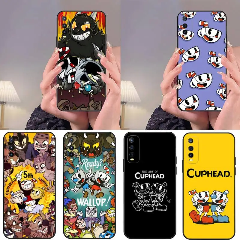 Cuphead Black Phone Case For VIVO Y 95 Y93 Y20 V 19 80 31 70 17 15 23 21 E S10 IQOO 9 Pro X60 NEX Mobile Phone Accessories