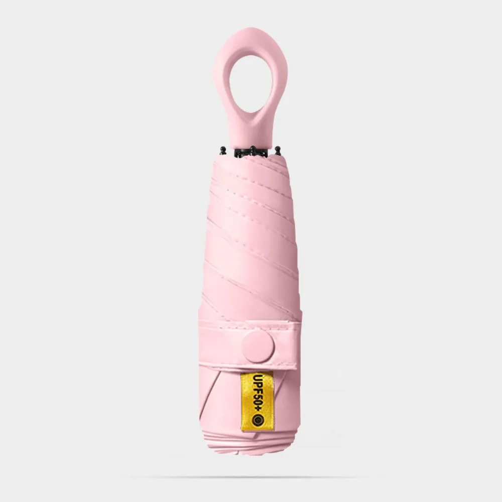 

Anti UV Mini Sun Umbrella Lightweight with Buckle Handle Five-Folding Parasol Windproof Portable Rain Umbrella Travel