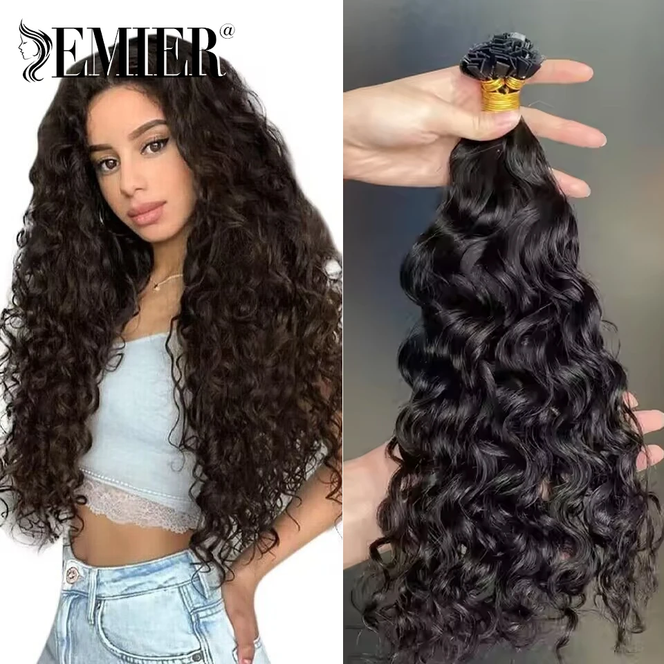 

Water Wave Pre Bonde Keratin Fusion Tip Human Hair Extension 40g 50g/Pack Brazilian Remy Flat Tip Human Hair Extension For Women