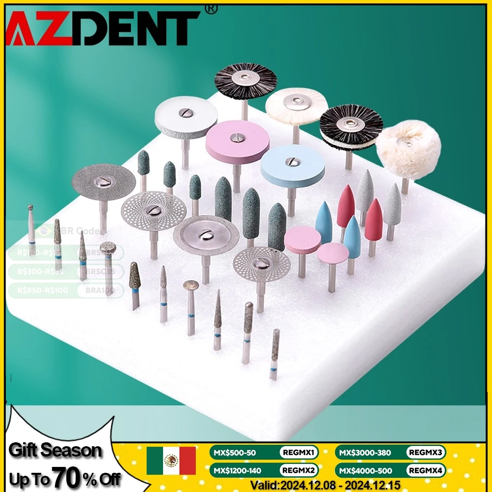 Azdent-Kit de pulido de porcelana y cerámica para laboratorio Dental, herramienta de dentista, 1 caja (Total de 35 unids/lote/caja)