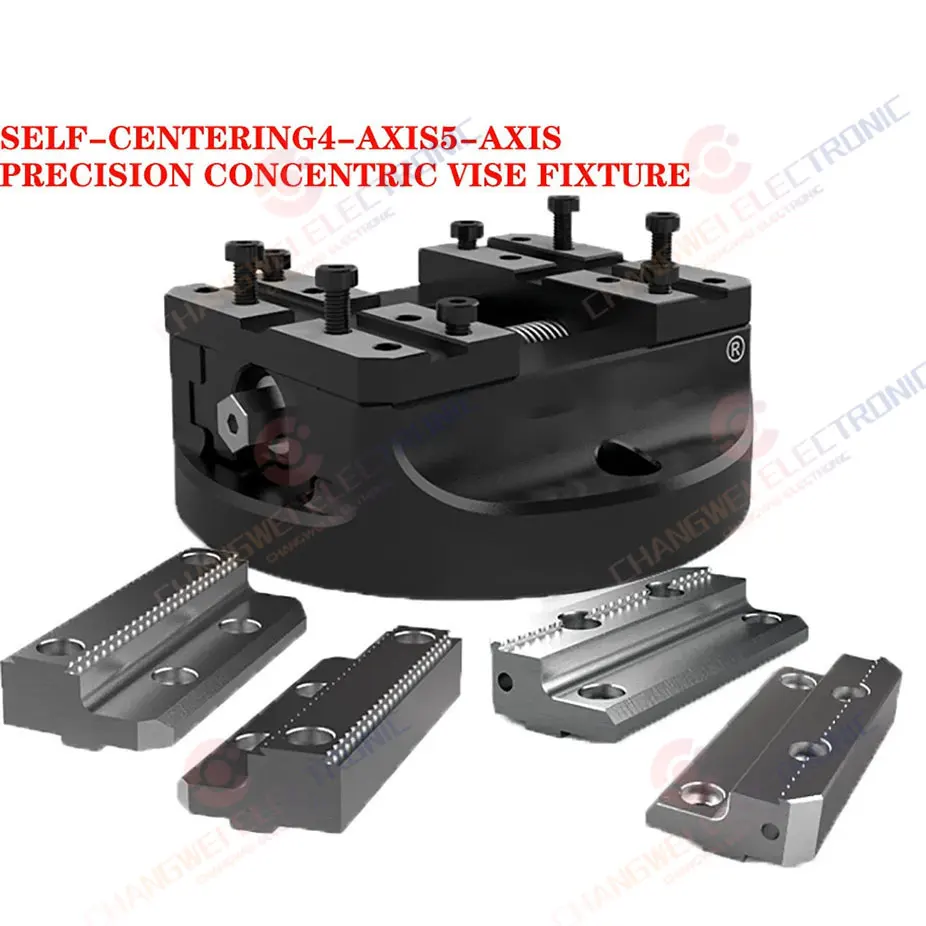 

self-centering CNC 5axis vise centering fixture 45°serrated CNC special simultaneous motion centering precision four-axis vise