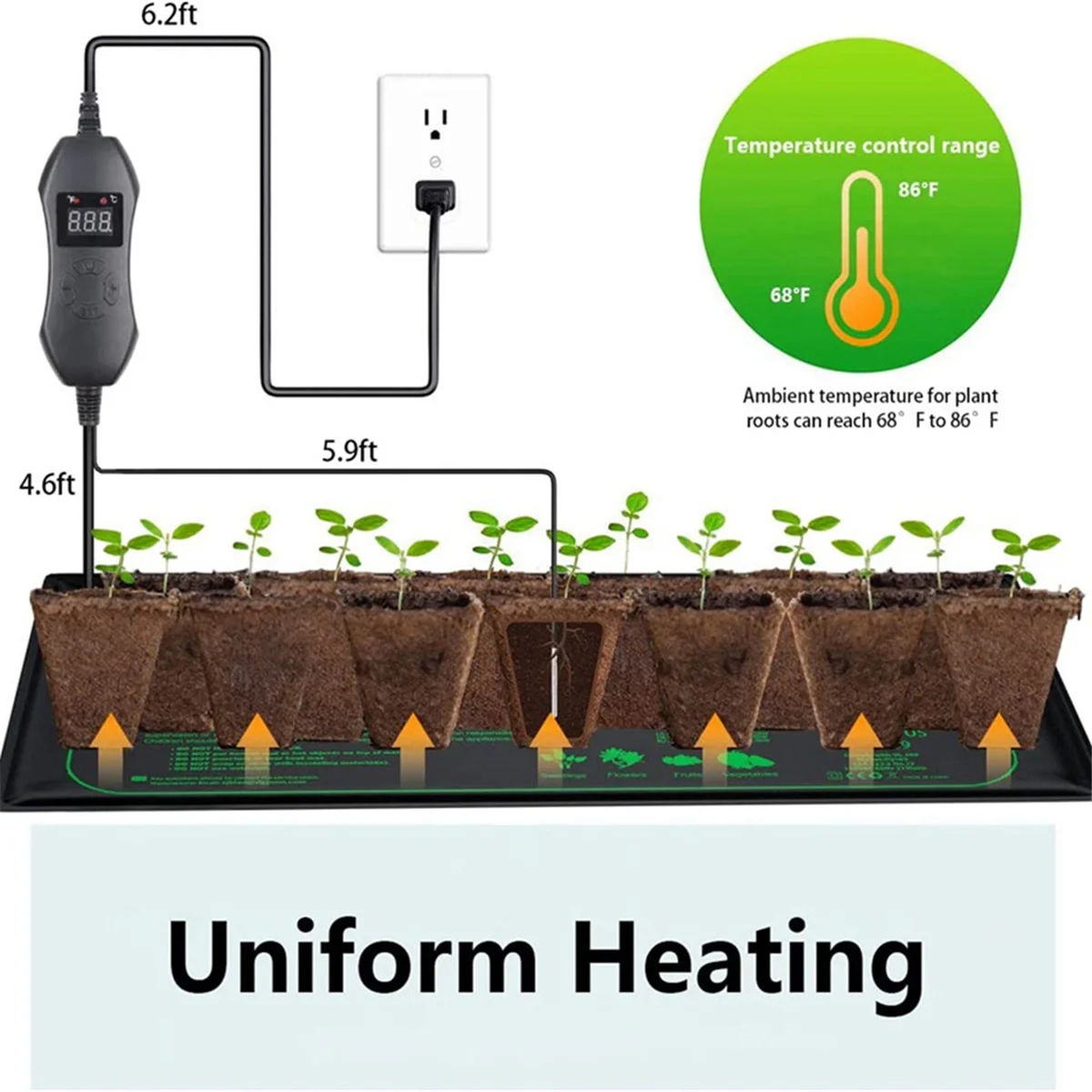 Seedling Heat Mat for Indoor Home Gardening Seed Starting, Plant Heating Pad, Warm Germination Hydroponic EU PLUG