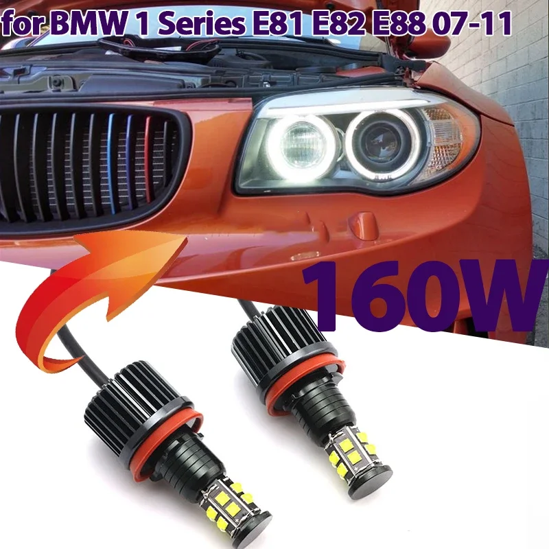 

160W White Angel Eyes Marker Light Bulbs Bright Headlights Replacement Car Accessory For BMW 1 Series E87 LCI 2008-2011
