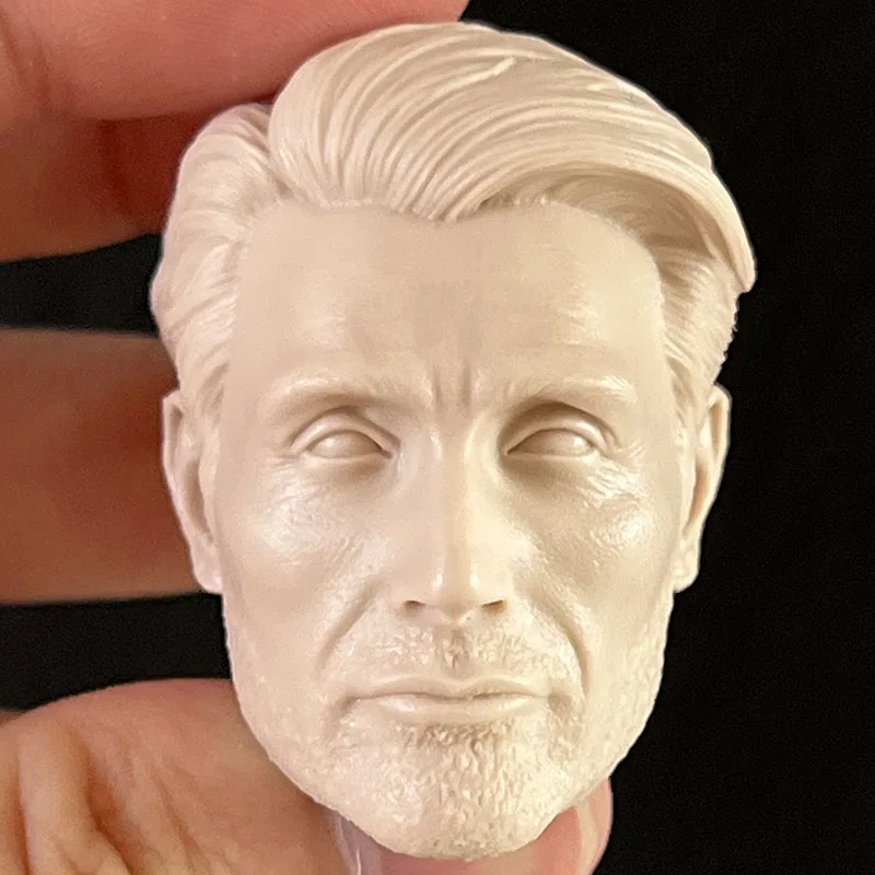 Unpainted 1/6 Hannibal Lecter Head Carved Classic Thriller Crime Comic Dual Personality Psychiatrist For 12