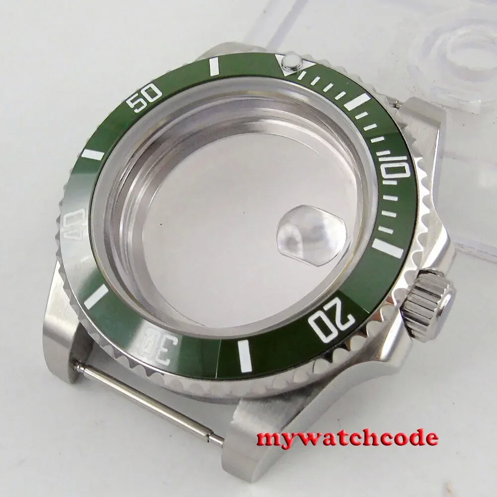 

40mm Sapphire Glass Green Ceramic Bezel Watch Case Fit 2824 2836 Miyota 8215 NH35A NH36A MOVEMENT