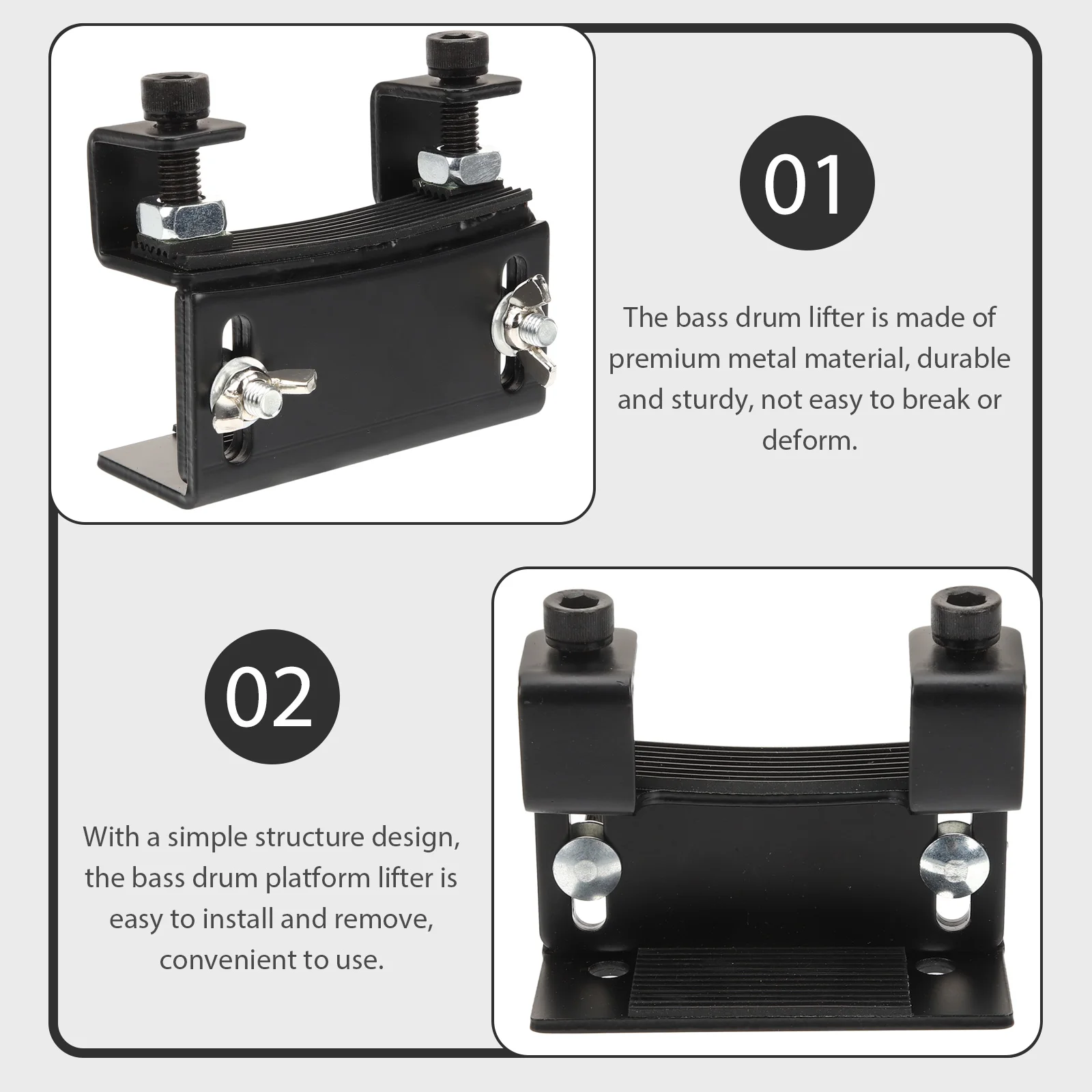 

Bass Lifter Metal Sturdy Adjustable Drum Platform Fit Most Bass Drums Professional Drum Set Accessory Gift Players