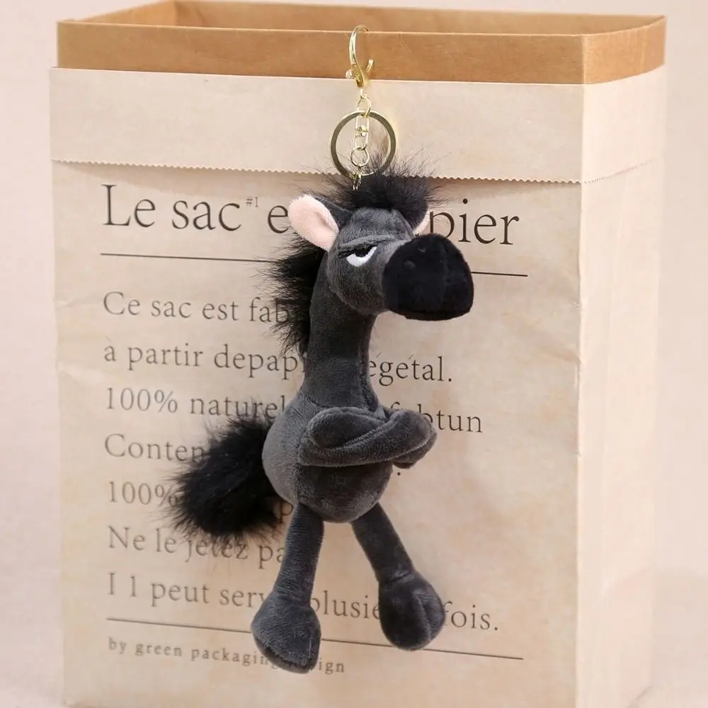 Cartoon Simulation Horse Stuffed Keychain Fantasy Style Stuffed Pony Keyring Black Red Simulation Horse Christmas Gift - view 3