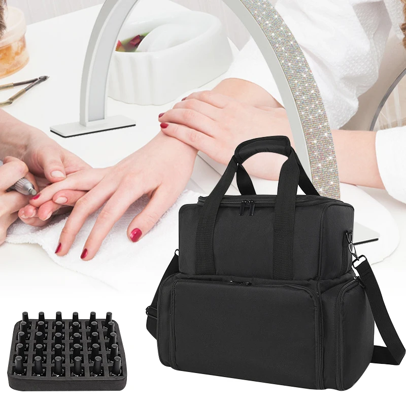 

Сумка-органайзер для лаков для ногтей на 3 слоя, сумка для набора для ухода за ногтями, сумка для хранения эфирных масел, держатель для косметических инструментов, большая вместимость, 60 отделений