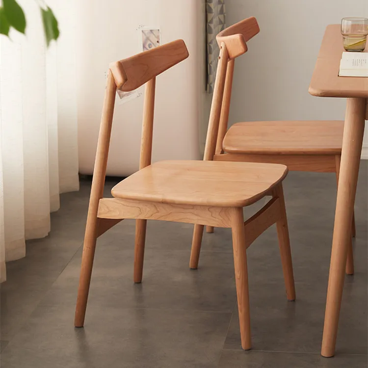 

Cherry White Oak Solid Wood Dining Chair Japanese Log Simple Modern