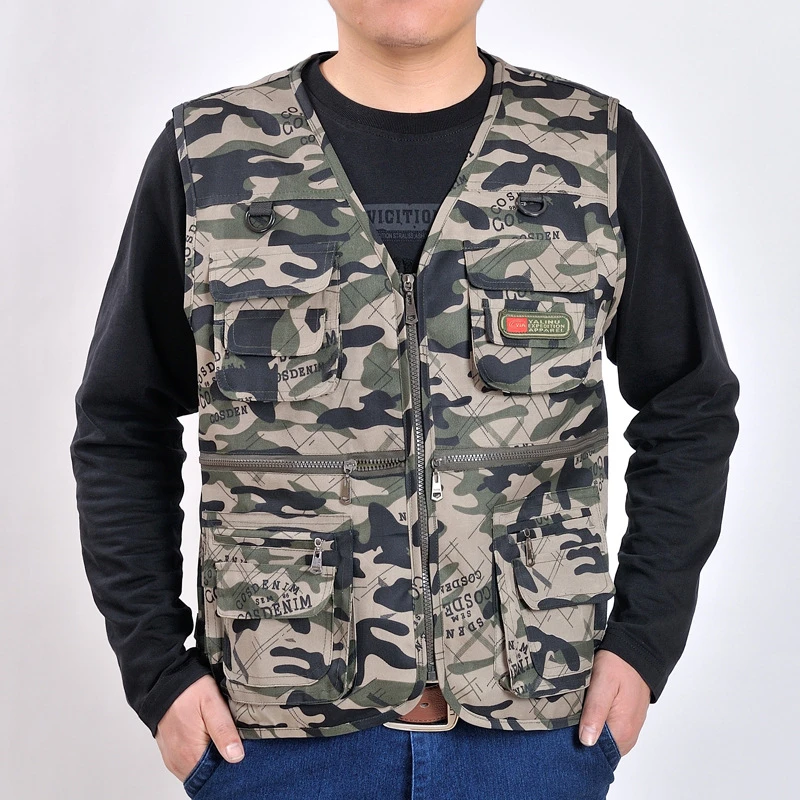 Vest Men Outerwear Military Camouflage Waistcoat Multi-pocket Short Style Durable Colete Asian Size