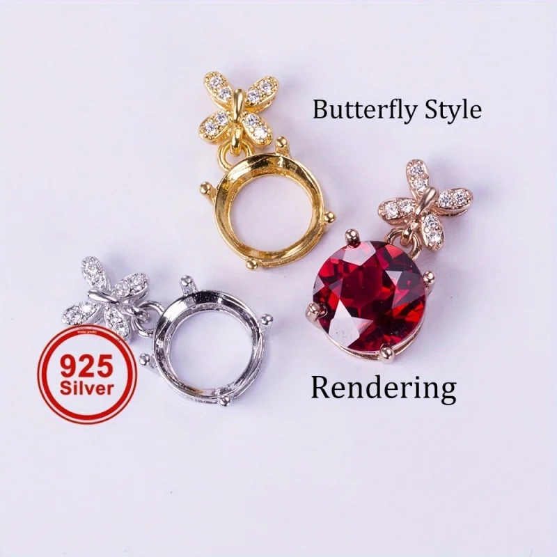 8-10mm butterfly pendant blank, s925 sterling silver pendant setting, women's minimalist handcrafted jewelry component