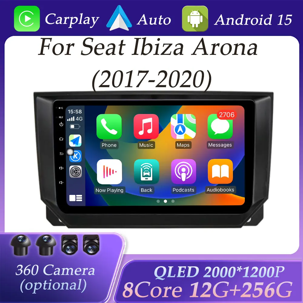 

For Seat lbiza Arona 2017 - 2020 Car Radio Video Audio Multimedia Player GPS Navi DSP Stereo Wireless Carplay Split Screen WIFI